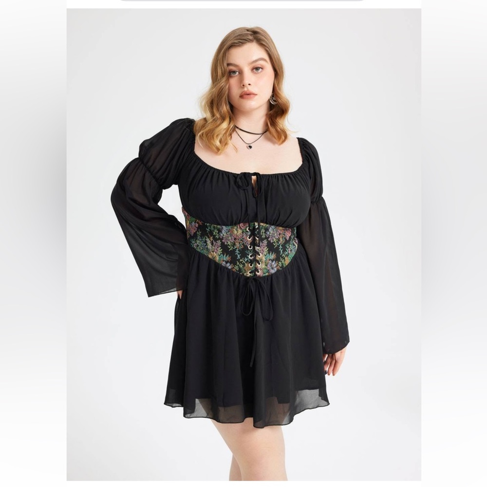 Cider romantic floral lace mini dress